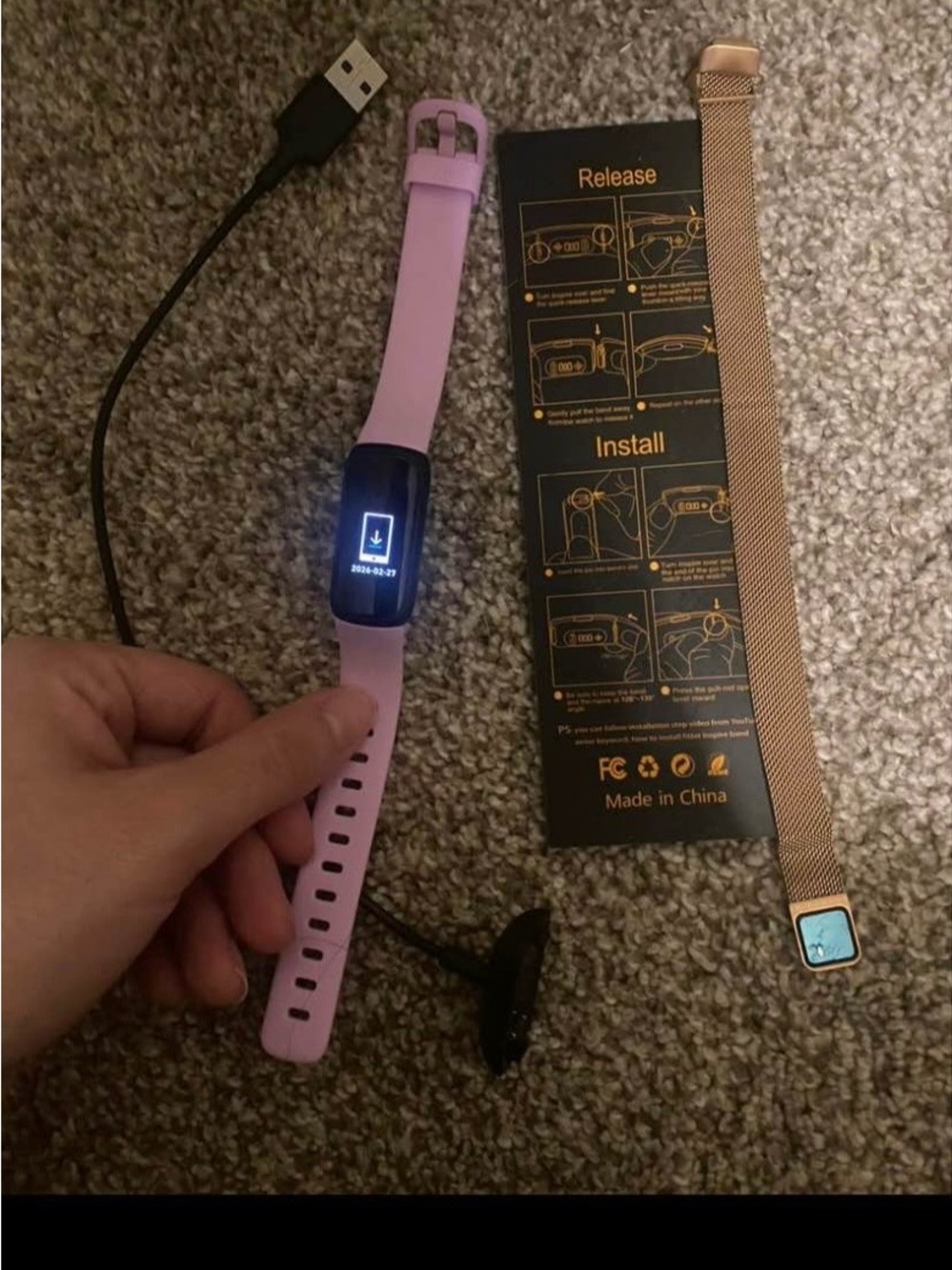 Fitness Tracker Smartwatch - Pink Silicone Band